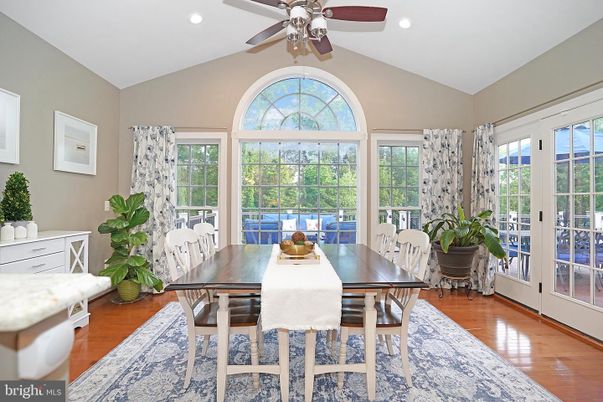 Dining room, Interior, Recessed Lighting, Wood Texture Flooring