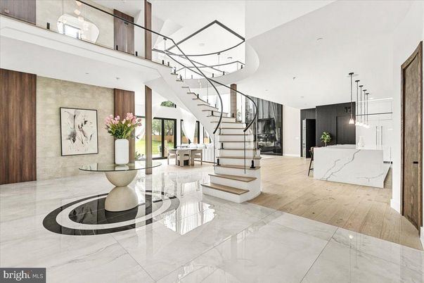 Interior, Marble, Marble Walls, Pendant Lights, Recessed Lighting, Wood Texture Flooring