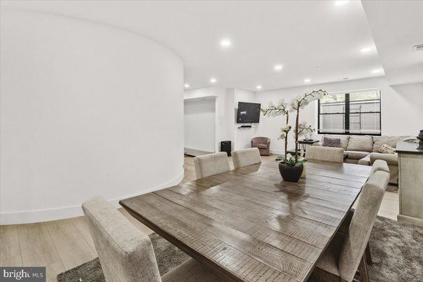 Dining room, Interior, Recessed Lighting, Wood Texture Flooring