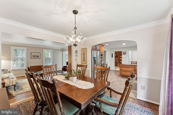 Dining room, Interior, Pendant Lights, Recessed Lighting, Wood Texture Flooring
