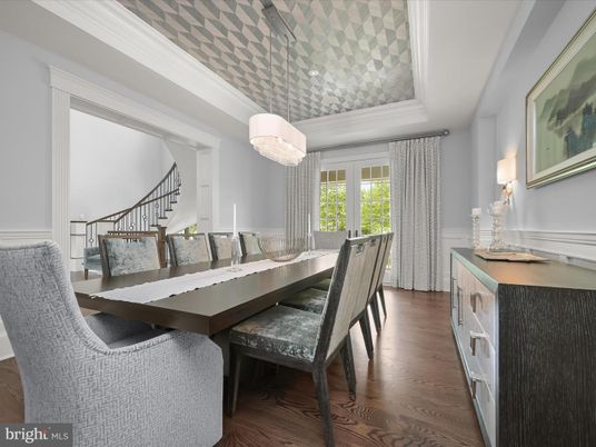 Chandelier, Dining room, Interior, Wood Texture Flooring