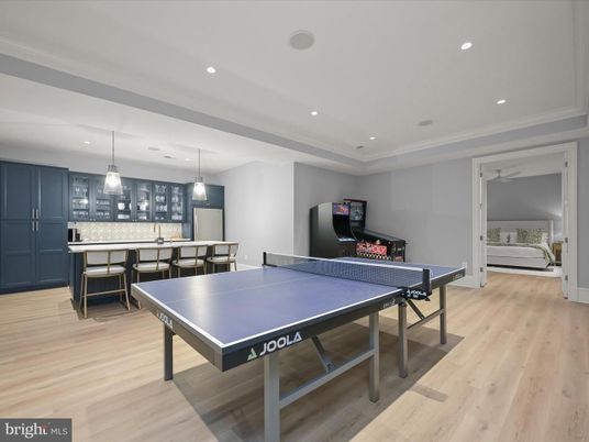 Game Room, Interior, Pendant Lights, Recessed Lighting, Wood Texture Flooring