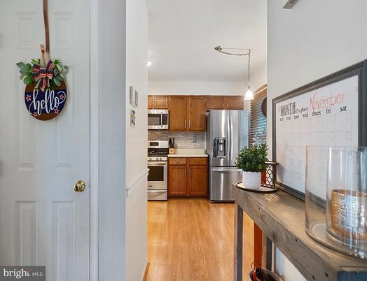 Interior, Kitchen, Pendant Lights, Stainless Steel Appliances, Wood Texture Flooring