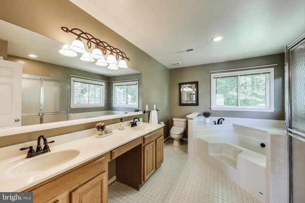 Bathroom, Dual Sink Vanities, Glass Shower, Interior, Recessed Lighting