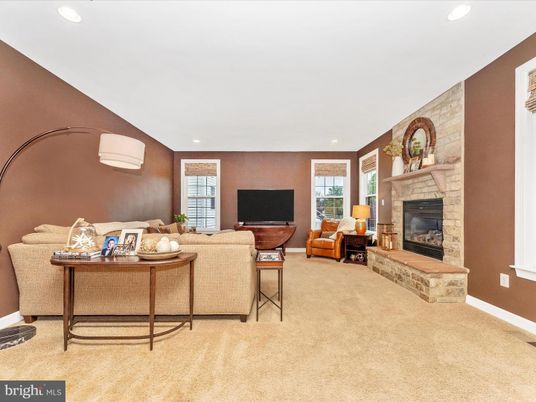 Fireplace, Interior, Living room, Recessed Lighting, Stone Walls