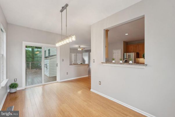 Chandelier, Empty room, Interior, Kitchen, Pendant Lights, Recessed Lighting, Wood Texture Flooring
