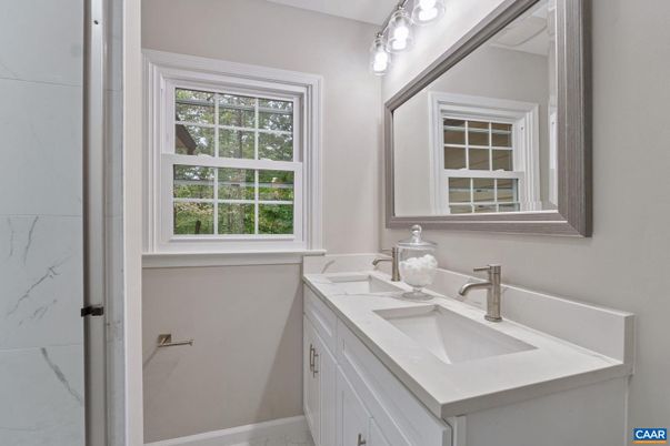 Bathroom, Dual Sink Vanities, Interior, Marble Walls