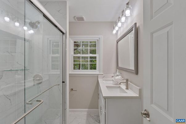 Bathroom, Glass Shower, Interior, Marble, Marble Walls