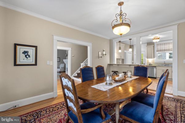 Dining room, Interior, Kitchen, Pendant Lights, Wood Texture Flooring