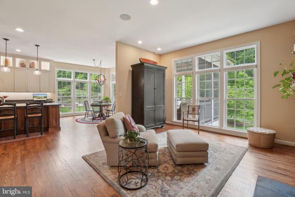 Dining room, Interior, Living room, Pendant Lights, Recessed Lighting, Wood Texture Flooring
