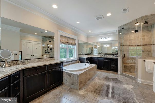 Bathroom, Dual Sink Vanities, Glass Shower, Interior, Recessed Lighting