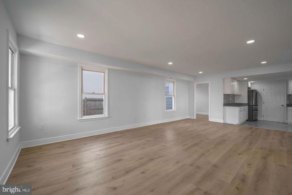 Empty room, Interior, Kitchen, Recessed Lighting, Wood Texture Flooring