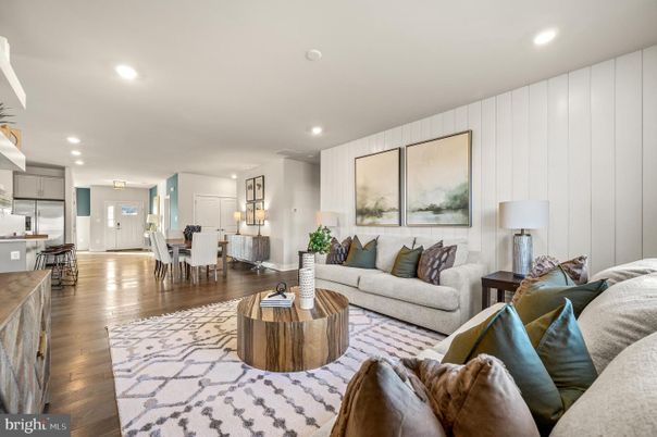 Dining room, Interior, Kitchen, Living room, Recessed Lighting, Wood Texture Flooring