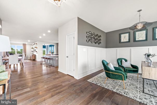 Dining room, Interior, Pendant Lights, Recessed Lighting, Wood Texture Flooring