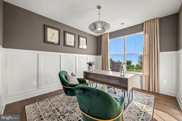 Home Office, Interior, Pendant Lights, Wood Texture Flooring