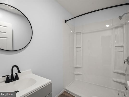 Bathroom, Glass Shower, Interior, Wood Texture Flooring