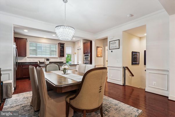 Chandelier, Dining room, Interior, Kitchen, Recessed Lighting, Wood Texture Flooring