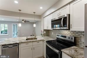 Interior, Kitchen, Pendant Lights, Recessed Lighting, Stainless Steel Appliances