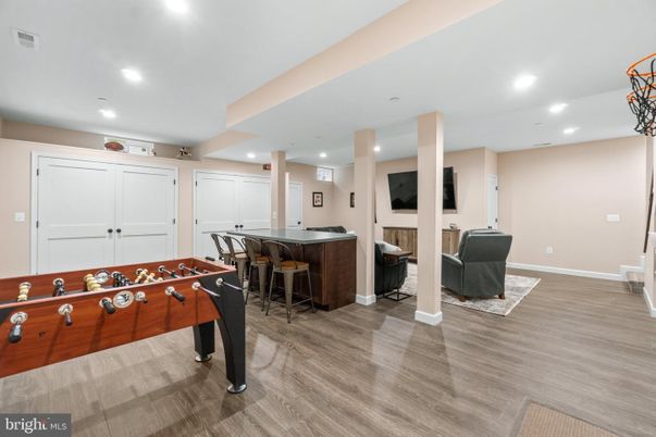 Game Room, Interior, Recessed Lighting, Wood Texture Flooring