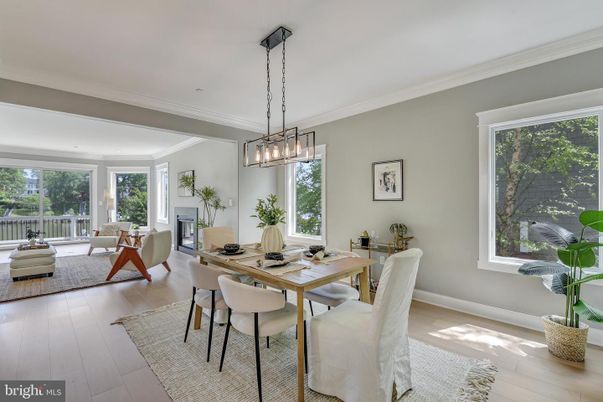 Dining room, Fireplace, Interior, Living room, Pendant Lights, Wood Texture Flooring