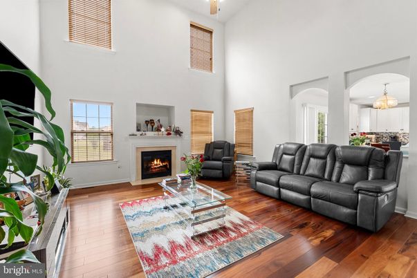 Fireplace, Interior, Living room, Pendant Lights, Wood Texture Flooring
