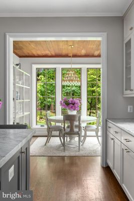 Dining room, Interior, Pendant Lights, Wooden Ceilings, Wood Texture Flooring