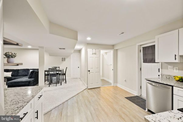 Dining room, Interior, Kitchen, Recessed Lighting, Wood Texture Flooring