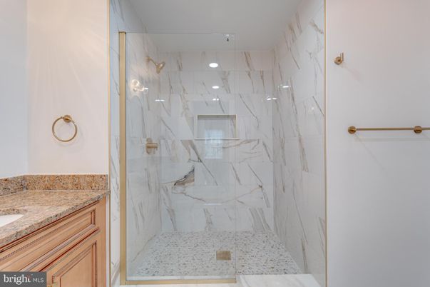 Bathroom, Glass Shower, Interior, Marble Walls