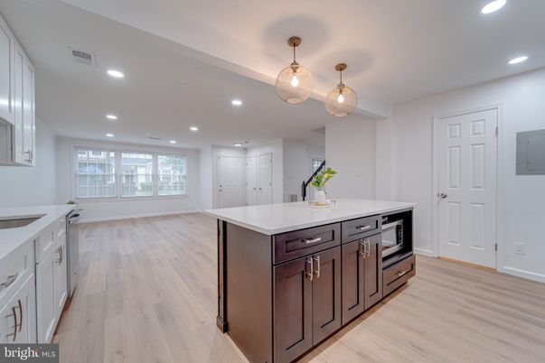 Interior, Kitchen, Pendant Lights, Recessed Lighting, Wood Texture Flooring