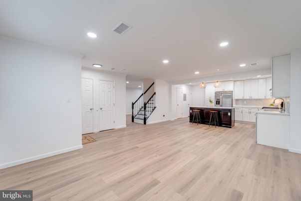 Interior, Kitchen, Pendant Lights, Recessed Lighting, Wood Texture Flooring