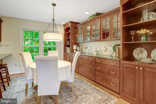 Dining room, Interior, Pendant Lights, Recessed Lighting, Wood Texture Flooring