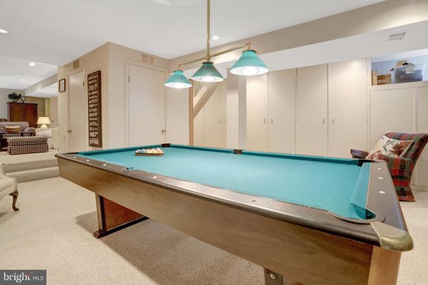 Billiard Table, Game Room, Interior, Pendant Lights, Recessed Lighting