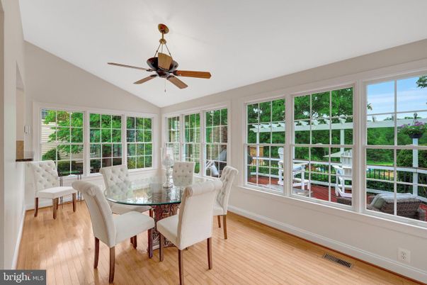 Dining room, Interior, Sun Room, Wood Texture Flooring