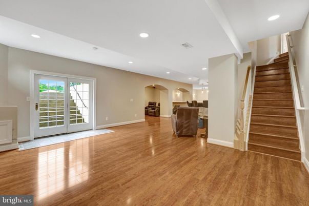Empty room, Interior, Kitchen, Recessed Lighting, Wood Texture Flooring