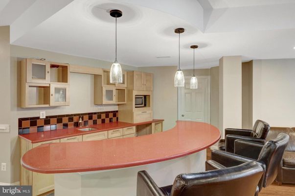 Interior, Kitchen, Pendant Lights, Wood Texture Flooring