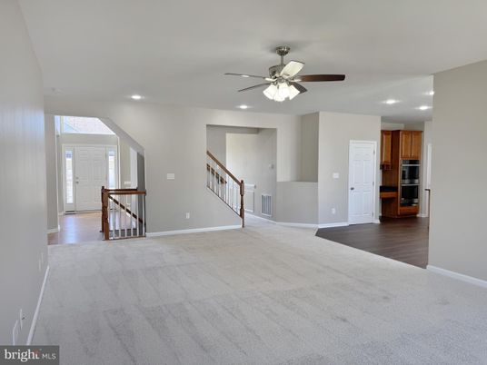 Empty room, Interior, Kitchen, Recessed Lighting, Wood Texture Flooring