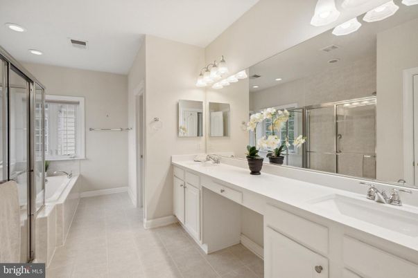 Bathroom, Dual Sink Vanities, Glass Shower, Interior, Recessed Lighting