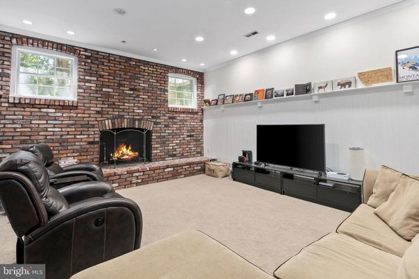 Fireplace, Interior, Living room, Recessed Lighting, Stone Walls