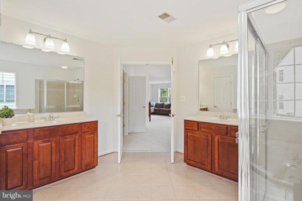 Bathroom, Dual Sink Vanities, Glass Shower, Interior