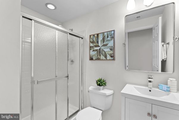 Bathroom, Glass Shower, Interior, Recessed Lighting