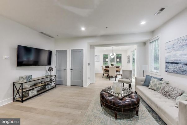 Dining room, Interior, Living room, Recessed Lighting, Wood Texture Flooring