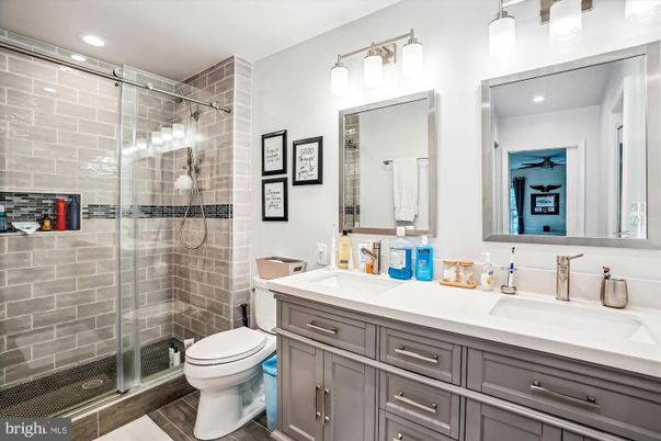 Bathroom, Dual Sink Vanities, Glass Shower, Interior, Recessed Lighting