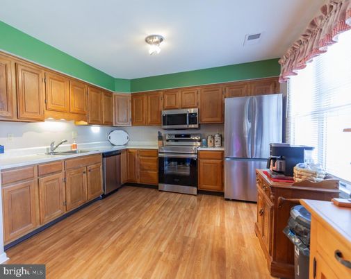Interior, Kitchen, Stainless Steel Appliances, Wood Texture Flooring