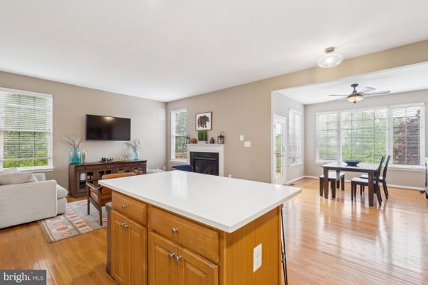Dining room, Fireplace, Interior, Living room, Wood Texture Flooring