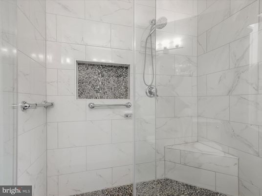 Bathroom, Glass Shower, Interior, Marble Walls
