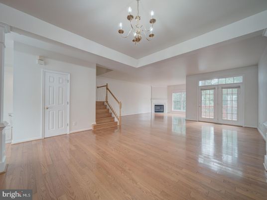 Chandelier, Empty room, Fireplace, Interior, Wood Texture Flooring