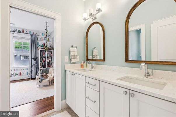 Bathroom, Dual Sink Vanities, Interior, Wood Texture Flooring