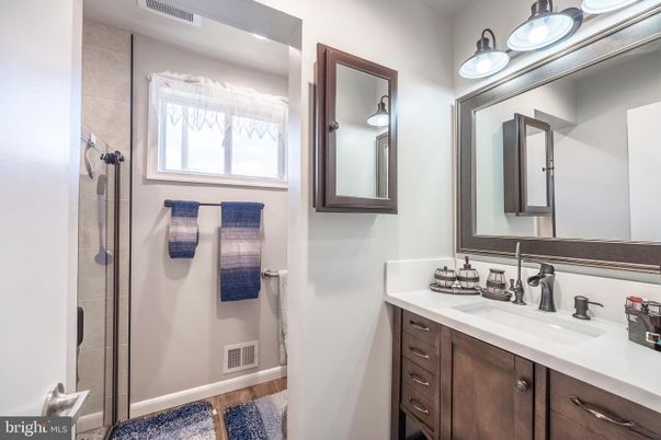 Bathroom, Glass Shower, Interior, Wood Texture Flooring