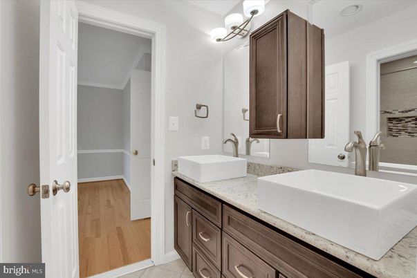 Bathroom, Dual Sink Vanities, Interior, Wood Texture Flooring