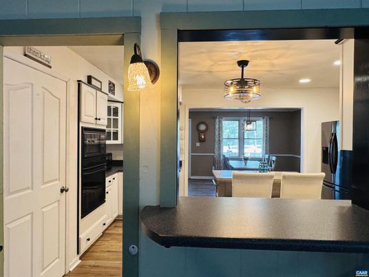 Interior, Kitchen, Pendant Lights, Recessed Lighting, Wood Texture Flooring